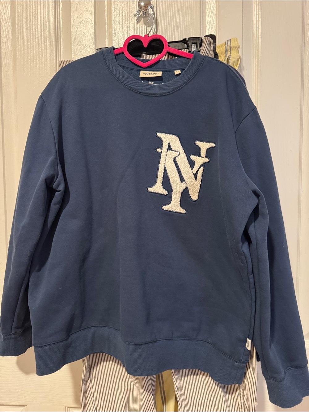 NEW YORK OR NOWHERE- 
Navy Crewneck sweatshirt with White NY Crest -